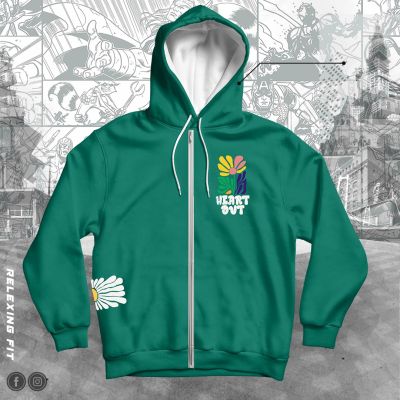 HEART ZIPPER HOODIE [GREEN]